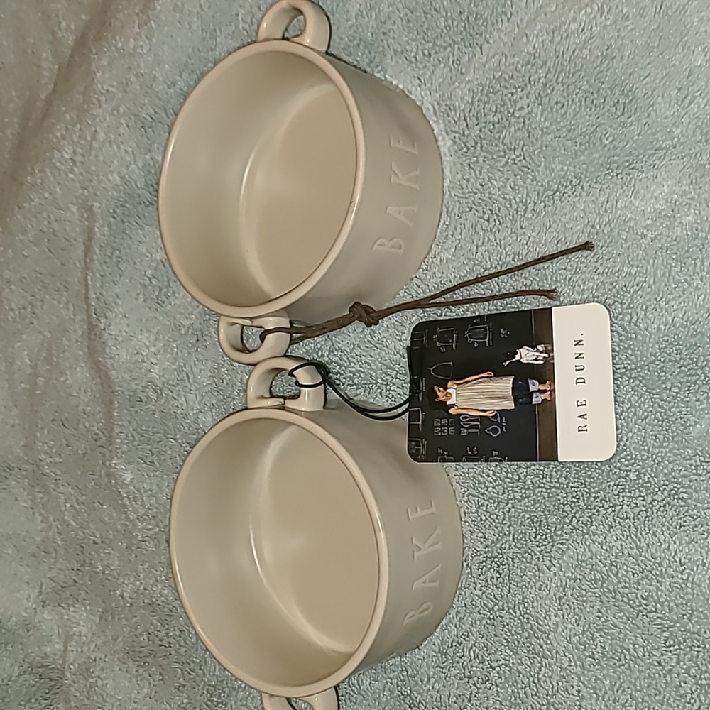 Rae Dunn,"Bake" Set of 2 Ramekin, Beige